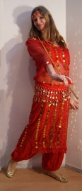 Egyptian folklore RED saidi bellydance dress with plastic glitter  coins - one size fits S M L XL