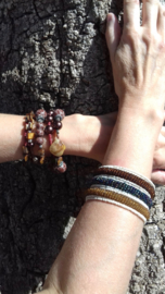 Spiral Beaded bracelet Ibiza fashion style SHADES OF BROWN, SILVER color