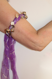 EXTRA Bells - Anklet / Bracelet / Headband Bellydance, African dance LILAC PURPLE SILVER - Bracelet / Bande de cheville / Bande cheveux aux sequins et EXTRA Sonnettes Clochettes Couleur LILAS ARGENT