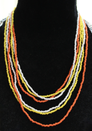 3  happy hippy beaded necklaces / bracelets in ORANGE, WHITE and YELLOW.