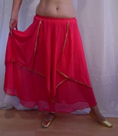 Small Medium - Bellydance skirt oriental tulip FUCHSIA BRIGHT PINK, GOLD