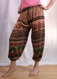 one size fits XS, S, M - Cotton harempants India print GREEN, WINERED, PEACH, BLACK
