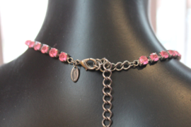 Necklace strass only BRIGHT PINK, inlayed in silver - Collier strass ROSE CLAIR