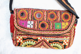 Party purse - cm x 19 cm x 6 cm - One of a kind  Bohemian hippy chick purse, cross body bag, multicolor patchwork, embroidery and MIRRORS decorated, Gujarati Banjari Kuchi handycraft