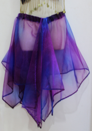 Asymmetrisch, transparant, puntenrokje PAARS en BLAUW gevlekt, transparant organza - one size fits S, M, L, XL - size 36/38/40/42