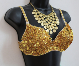 AB B 70 - Fully sequinned GOLDEN bra