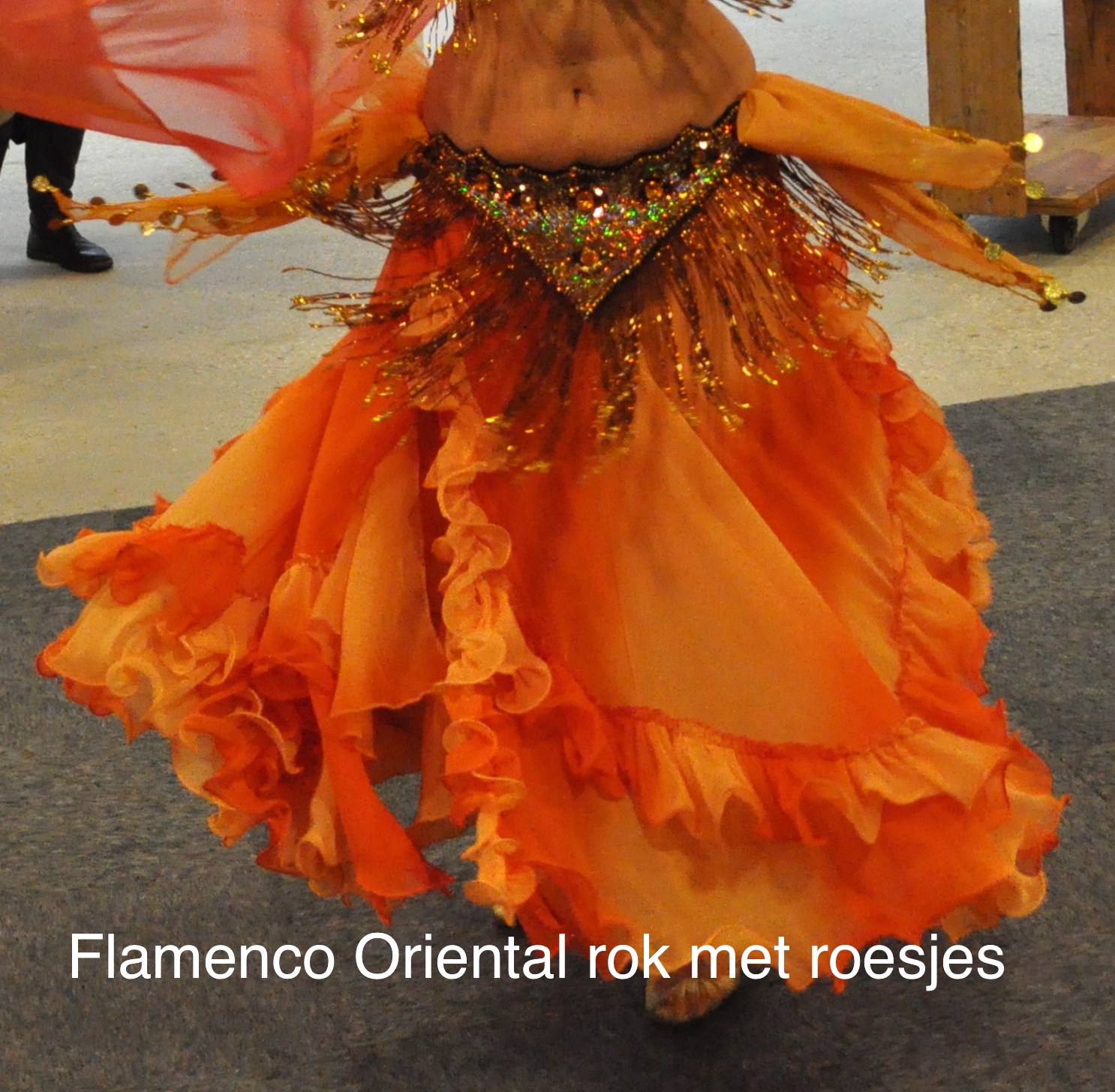 Flamenco Oriental gypsy Skirt gradient ORANGE ombré , ruffles rimmed - JUPE : Flamenco Oriental très élégante