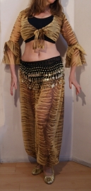 2-pce bellydance tiger costume : Tie top + harempants - Ensemble danse orientale 2-pièce tigre : top + saroual