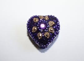 Glitter gift box heart, glitter, beads and mirrors decorated - 3,8 cm