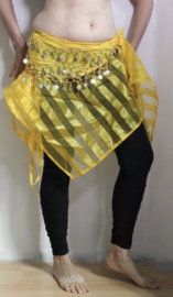 Asymmetrical BRIGHT YELLOW pointed 'in between' skirt, layering skirt made of striped see through organza - one size fits  XS, S, M, L.