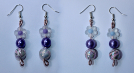 Lightweight flower Earrings PURPLE and marble balloons decorated, BLUE or PURPLE flower