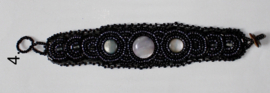 Fully beaded Ibiza bracelet nr4 with small beads and circles with a glow ANTHRACITE BLACK