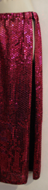 FUCHSIA / FEL ROZE rechte 2-splitten glitter rok voor Burlesque of Buikdans - L / XL 40/42