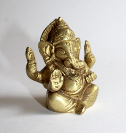 7,5 cm - Ganesha Hindu statue elephant deity GOLDEN - Statue de la déité éléphant Ganesh DORÉ
