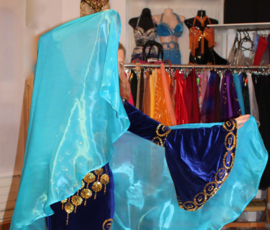 Glimsluier rechthoekig TURQUOISE TURKOOIS BLAUW- 228 cm x 95 cm