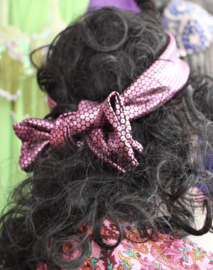 110 cm x 21 cm - Shiny shawl / bandana PURPLE PINK BLACK motive