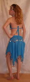 (8-13 years old) - 3-pce bellydance costume girls BRIGHT PINK, TURQUOISE, BLUE, PURPLE, RED, BLACK, WHITE : top + headband + skirt