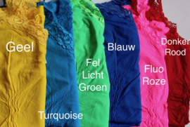 Stretch hemdje belly body buiknet met kanten randje BLAUW, GEEL, DONKERROOD, LICHTGROEN, FLUO ROZE, WIT - Long, one size fits all tot Extra Large