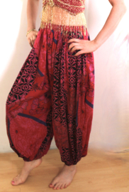 Saroual - One Size - FUCHSIA BURGUNDY WINERED PINK Harempants 100% cotton