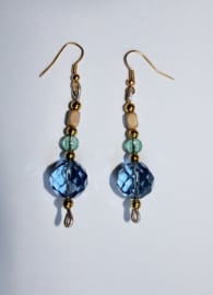 BLUE GOLDEN beaded crystal earrings