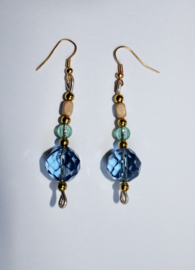 BLUE GOLDEN beaded crystal earrings