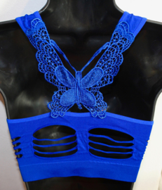 M, L, XL - Stretch, seamless, sleeveles Bra top with butterfly back  MINT, SKIN, BLUE, WHITE, BLACK,GREY - Top sportif avec un papillon sur le dos