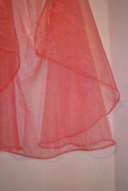 Small - ORANGE PINK organza veil halfcircle transparent