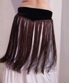 M, L, XL, XXL - Fringebelt DARK BROWN -Ceinture velours franges satins MARRON