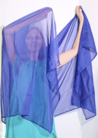 Rectangle, smooth, transparent, BLUE veil for bellydancing - 250 cm x 92 cm