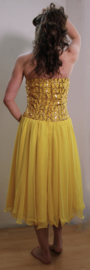 Elegant, sophisticated, romantic YELLOW  coctail dress, sparkling fairytale partydress, sequins decorated, 2 layer chiffon skirt