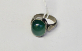 ZILVEREN ring met groene AGAAT kristal halfedelsteen - maat 54-55 size 