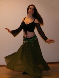 L,  XL,  XXL -  2-piece set Circle skirt + veil OLIVE GREEN