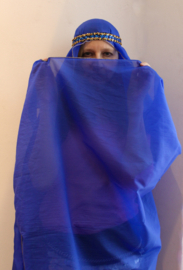 Rectangle veil / Harem Veil ROYAL BLUE, fully sequinned headband included