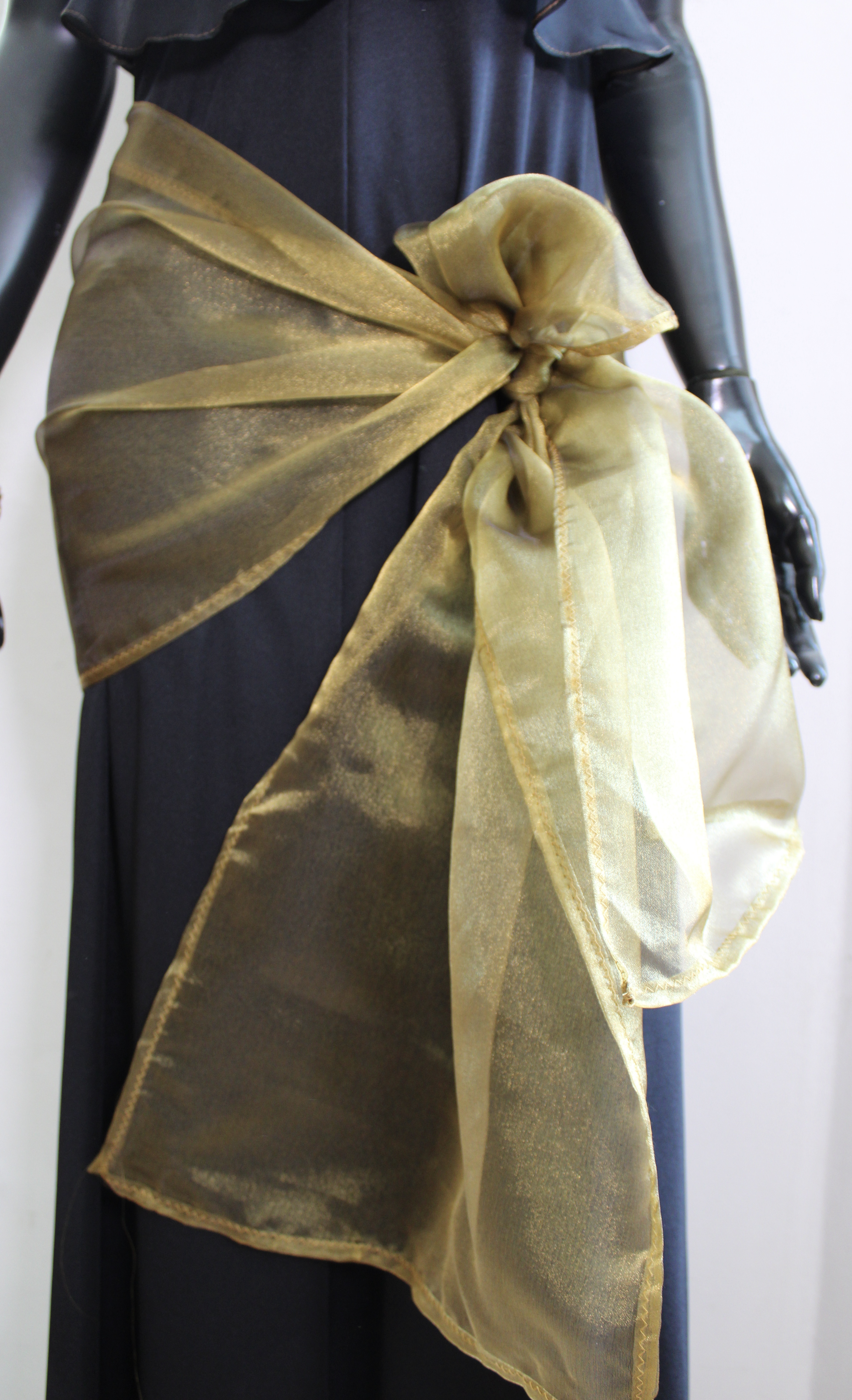 Lange, smalle DONKER GOUDEN organzasjaal sluier hoofdsluier hoofdband heupsjaal