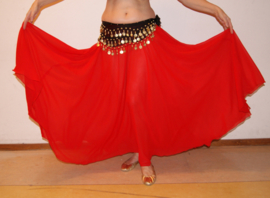Cirkelrok chiffon ROOD licht transparant - Long M/L/XL - Full Circle skirt RED slightly transparent