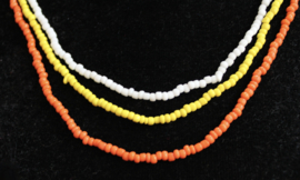 3  happy hippy beaded necklaces / bracelets in ORANGE, WHITE and YELLOW.