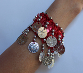 ZILVEREN Muntjes armband glimmertjes ROOD, BLAUW, FUCHSIA, GOUD, PAARS, TURQUOISE, ROZE, ZWART, WIT - Small Medium