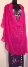 260 cm x 110 cm  - Veil half circle, FUCHSIA PINK semi transparent mousseline chiffon