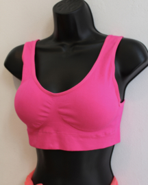 Fitness stretch topje met vulling FUCHSIA, FLUO ROSE, FELGROEN, WIT - S/M - M/L