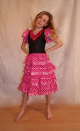 Spaanse flamenco jurk voor meisjes ROZE ROSE  met rushes - prinsessenjurk - Spanish flamenco dress girls PINK