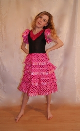 Spanish Sevillana flamenco dress girls PINK with rushes -  2 - 14 years old - Robe flamenco ROSE NOIRE pour fille