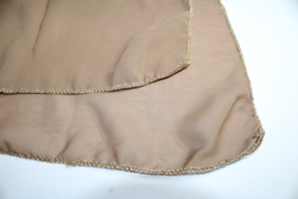 Rectangle veil semi transparent LIGHT BROWN BEIGE  fine, smooth, supple chiffon. GOLDEN thread rimmed - 235 cm x 115 cm