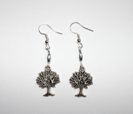 SILVER COLORED tree earrings, nature earrings, Mother Earth earrings, tree of life earrings