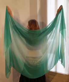 Ombré Gradient colors rainbow veils rectangle YELLOW, GREEN, MINT, ORANGE, RED - Voile rectangulaire chiffon pour la danse orientale