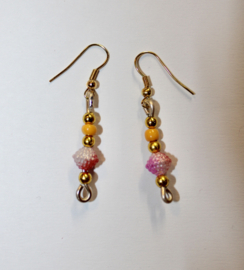 Lightweight PINK YELLOW GOLDEN Beaded earrings girl / lady