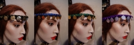 Headband, golden or silver coins decorated, ALL COLORS