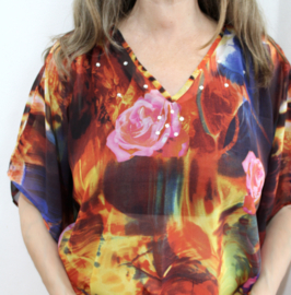 Kneelong oriental Kaftan, tunic, Galabyya, thobe long, loose, Bohemian dress, V-neck - one size, fits all M, L, XL, XXL