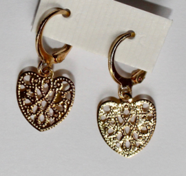Hearts earrings filigree GOLD color - Boucles d'oreilles filigrane DORÉ