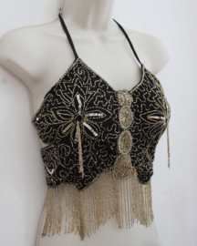 Glitter Harem top BLACK, GOLDEN beads and sequins decorated - one size fits Medium, Small, Extra Small, M, S, XS - sizes 34, 36 up to 38