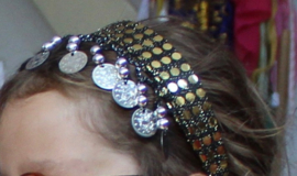 one size - Tiara GOLD with SILVER beads and coins for ladies and girls - Serre-tête aux sequins de danse orientale ARGENTÉ DORÉ